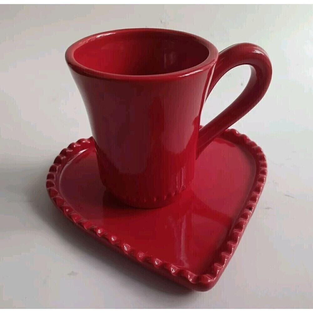 Williams Sonoma Ceramic Heart Shaped Dishes And Cup Set Of 12 Rainbow Colors - Picture 5 of 16